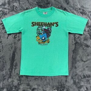 Oneita T Shirt Men L Made in USA Single Stitch Sheehan's Galway Ireland VTG 1989